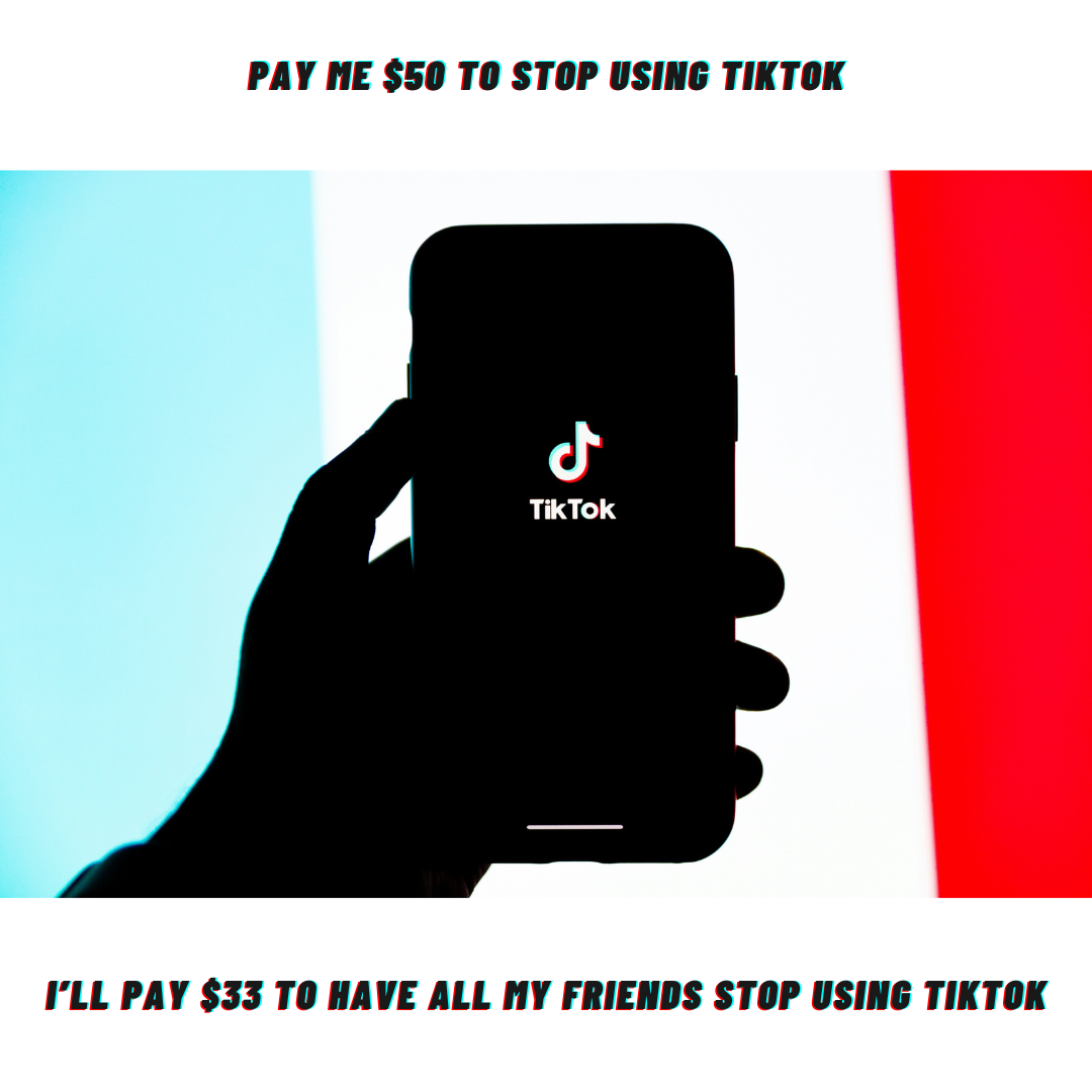 Can I pay you to stop using TikTok? Or, will you pay to stop your whole friend group from using TikTok?
